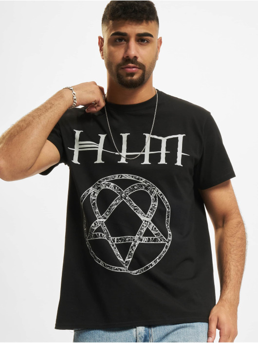Merchcode t-shirt Him Ornate Heartagram zwart