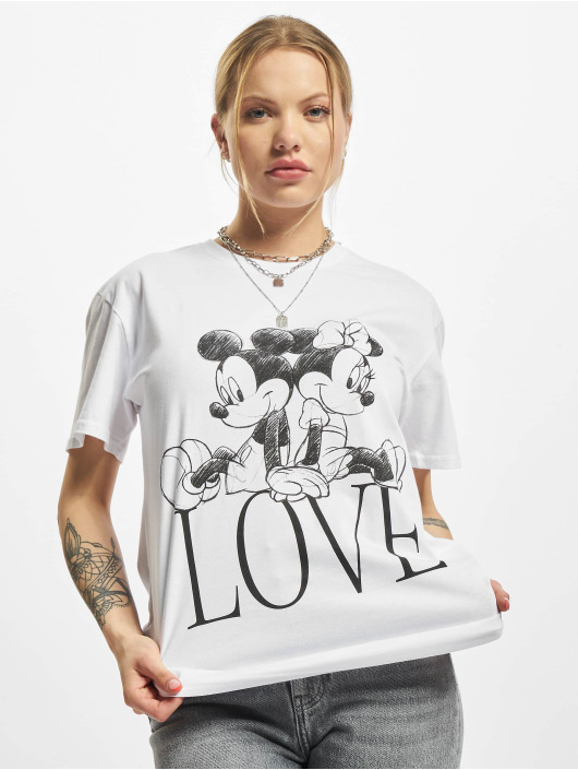 Merchcode Tričká Ladies Minnie Loves Mickey biela