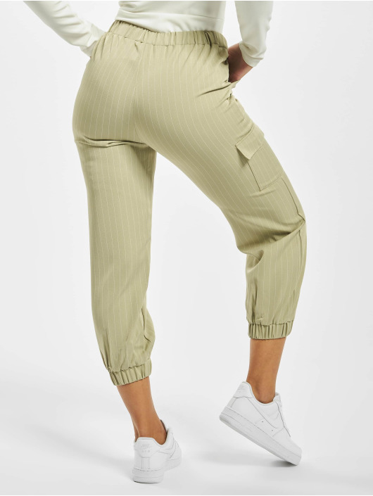 Missguided Cargo Nohavice Petite Pin Stripe Green Coord zelená