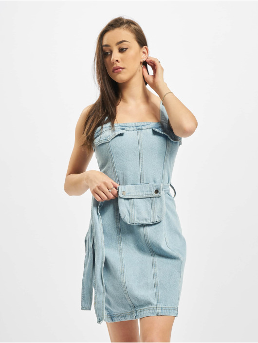 Missguided Dress Zip Up With Belt Bag blue