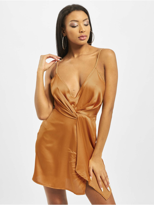 Missguided Dress Strappy Twist Shift brown