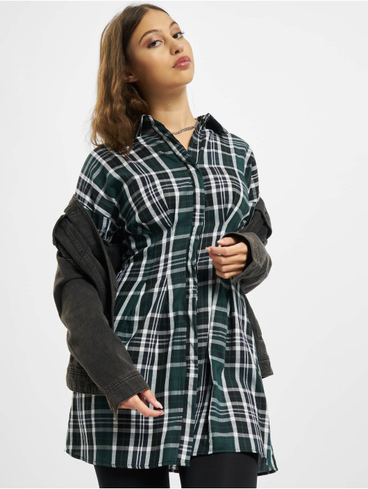 Missguided Robe Pleated Waist Shirt vert