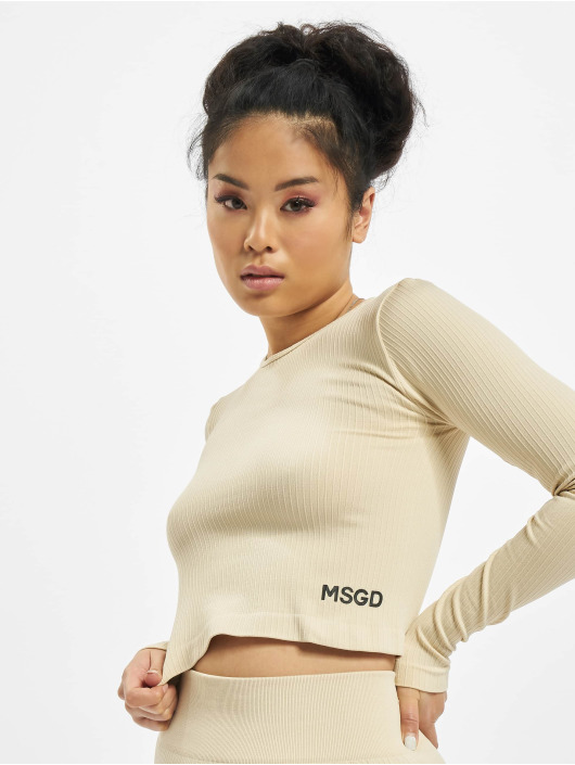 Missguided T-Shirt manches longues Seamless Rib beige