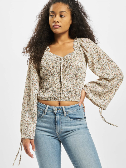 Missguided Damen Top Shirred Balloon Sleeve Milkmaid Ditsy Floral in bunt