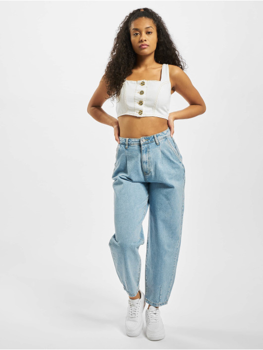 Missguided Top Contrast Stitch Coord weiß