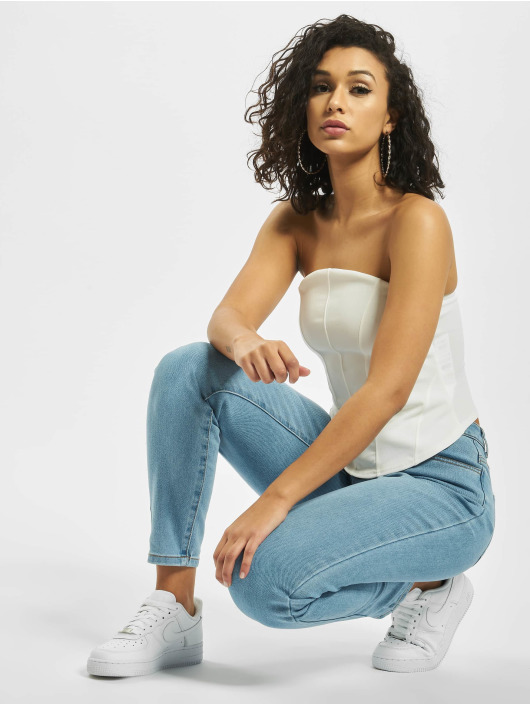 Missguided Tops Jersey Bandeau Corset bialy