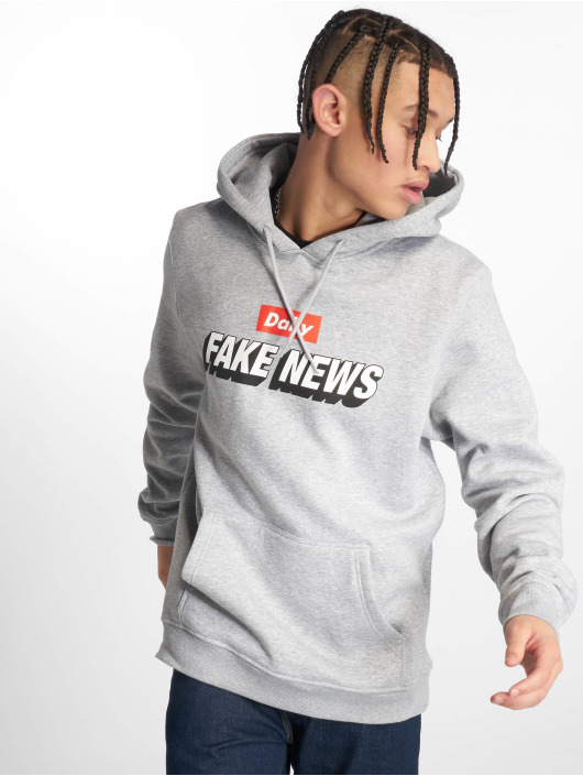 Mister Tee Hoody Fake News grau