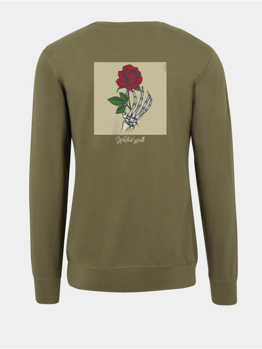 Mister Tee Herren Pullover Wasted Youth Crewneck in olive