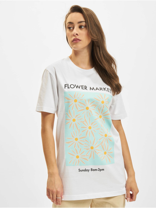 Mister Tee T-Shirt Ladies Flower Market blanc