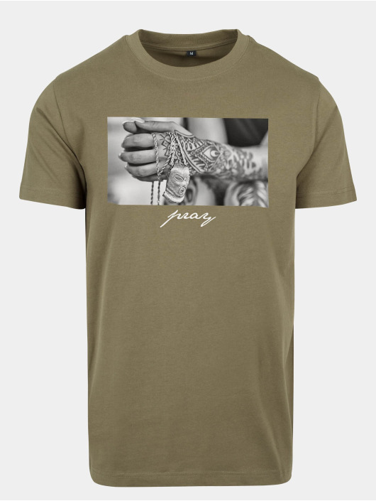 Mister Tee t-shirt Pray 2.0 olijfgroen
