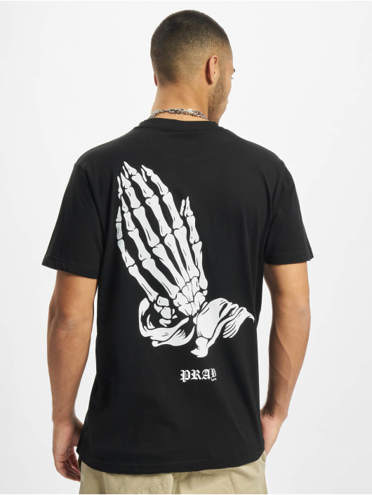 Mister Tee t-shirt Pray Skeleton Hands zwart