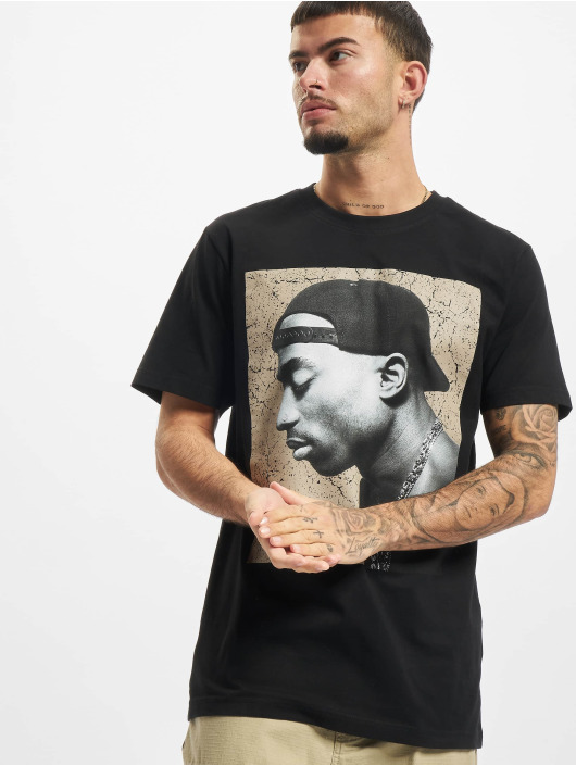 Mister Tee T-skjorter Tupac Cracked Background svart