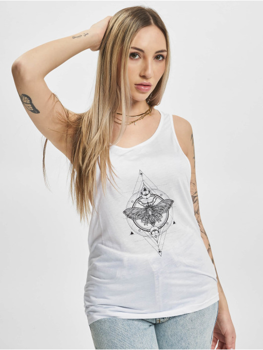 Mister Tee Damen Tank Tops Ladies Moth in weiß