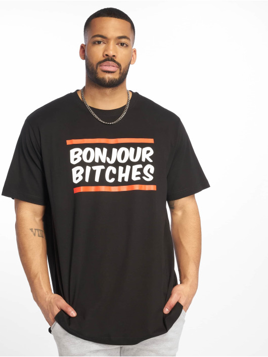 Mister Tee Tričká Bonjour èierna
