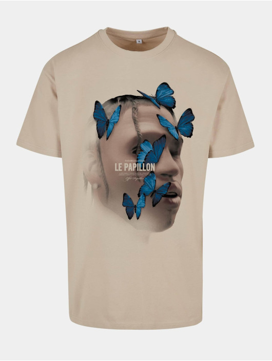 Mister Tee Upscale T-shirts Le Papillon Oversize beige