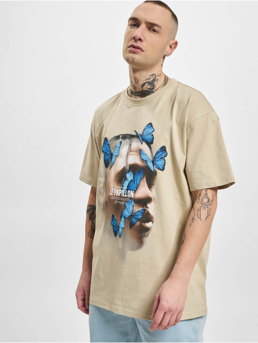 Mister Tee Upscale T-Shirty Le Papillon Oversize bezowy