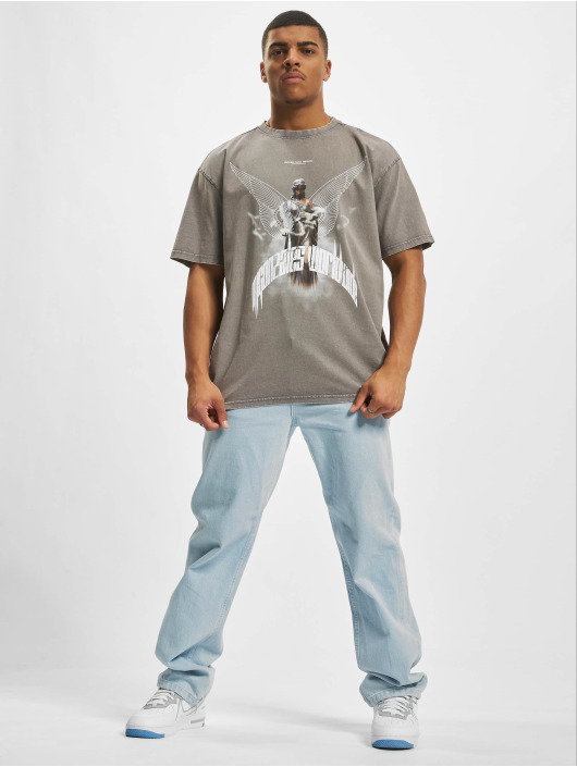 MJ Gonzales T-shirt Higher Than Heaven V.9 Acid Washed Heavy Oversize grigio