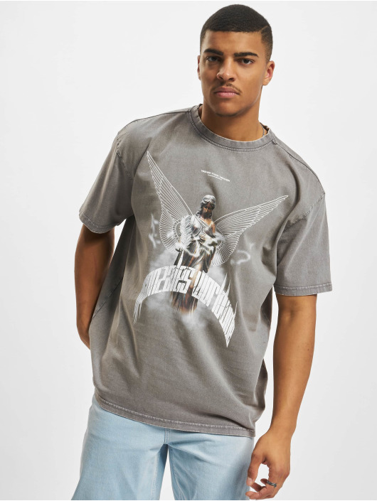 MJ Gonzales T-shirt Higher Than Heaven V.9 Acid Washed Heavy Oversize grå