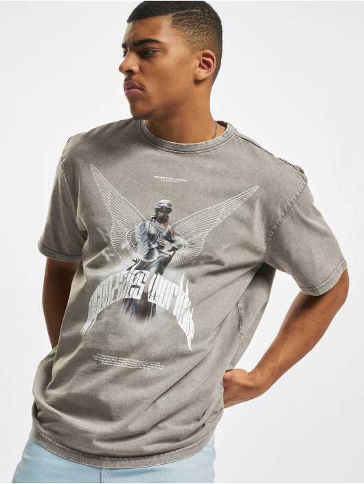 MJ Gonzales T-shirt Higher Than Heaven White V.1 Acid Washed Heavy Oversize grå