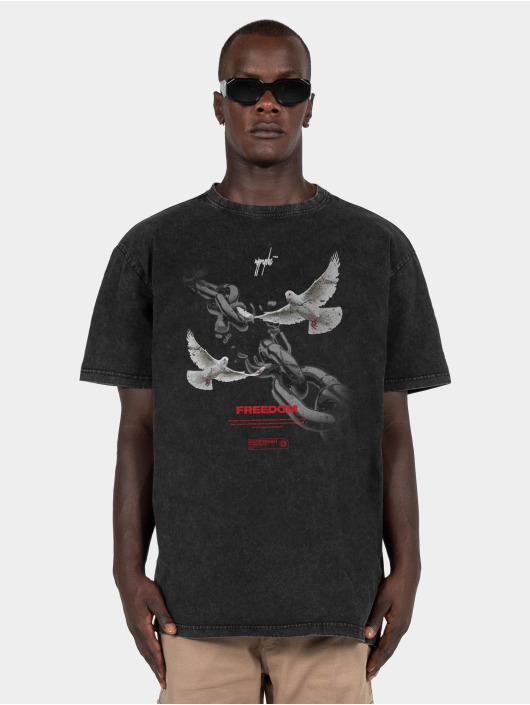 MJ Gonzales T-shirt Freedom X Acid Washed Heavy Oversized nero