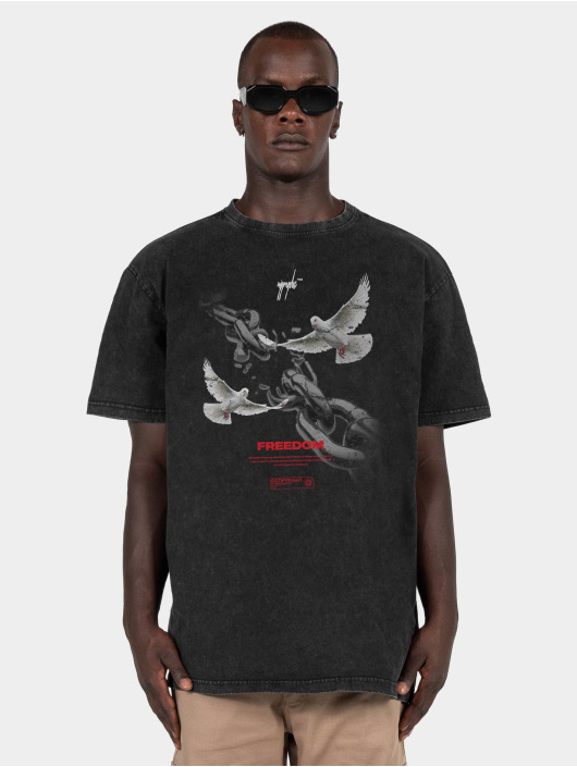 MJ Gonzales Trika Freedom X Acid Washed Heavy Oversized čern