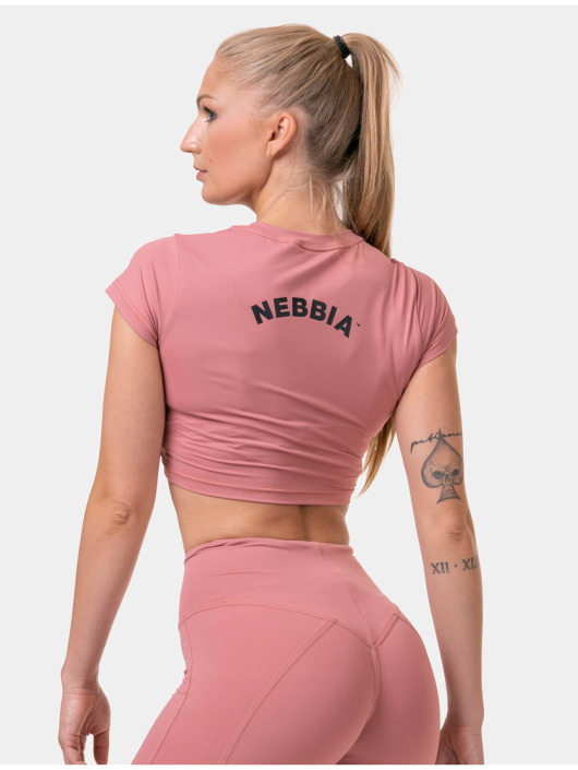 Nebbia Tops Short Sleeve Sporty Crop rosa chiaro