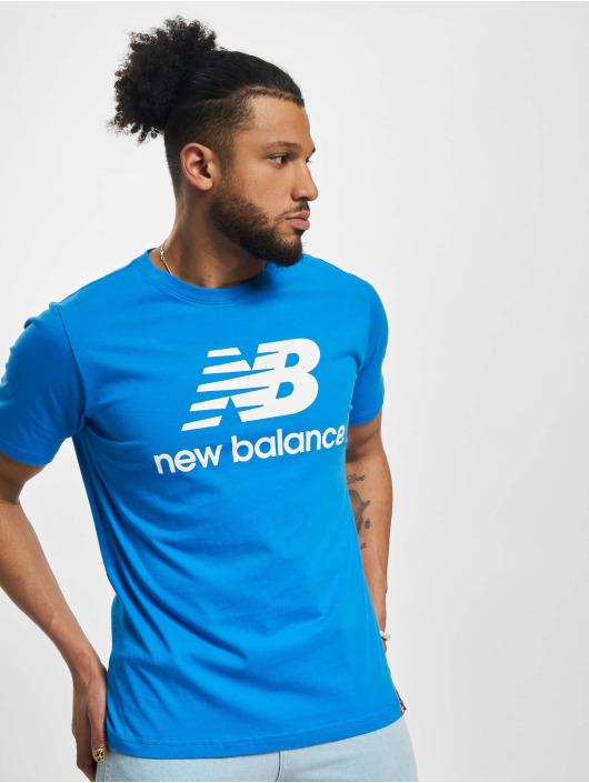 New Balance t-shirt Essentials Stacked Logo blauw