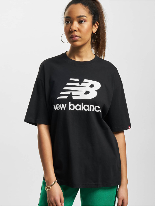 New Balance t-shirt Essentials Stacked Logo zwart