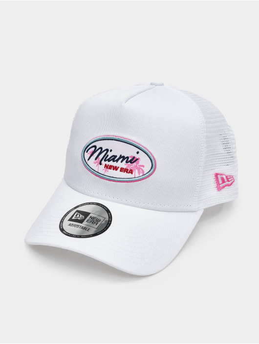 New Era Trucker Caps Oval Miami State Patch A Frame bílý