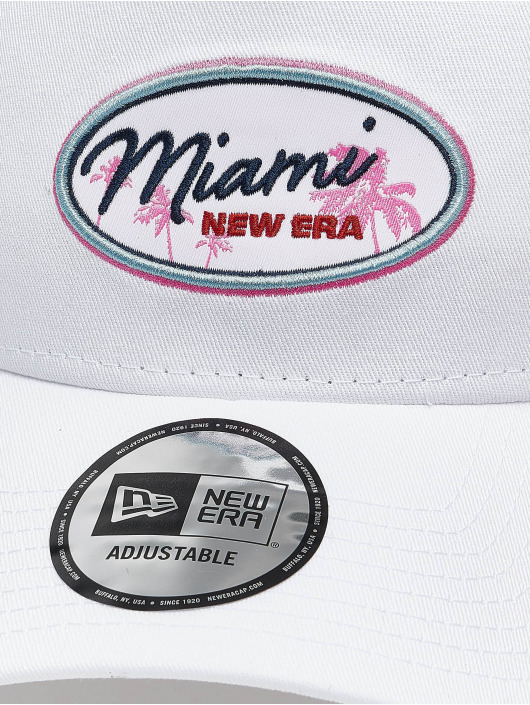New Era Trucker Caps Oval Miami State Patch A Frame bílý