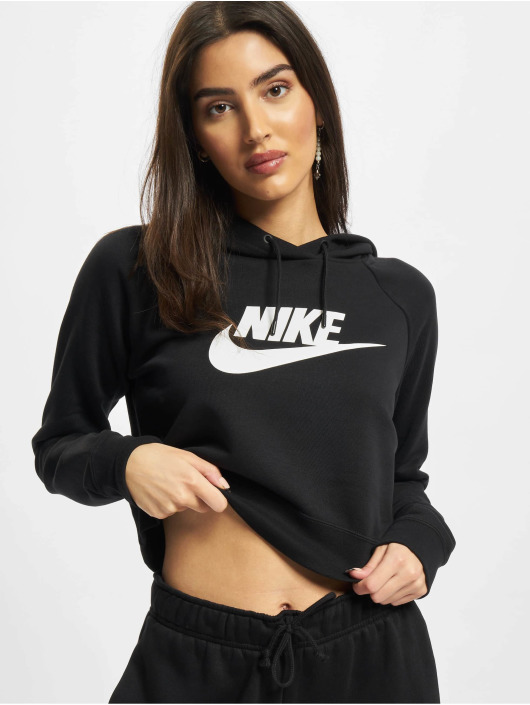 Nike Bluzy z kapturem Essntl Crop czarny