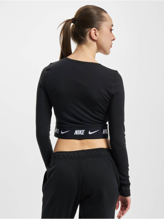 Nike Camiseta de manga larga W NSW Crop Tape negro