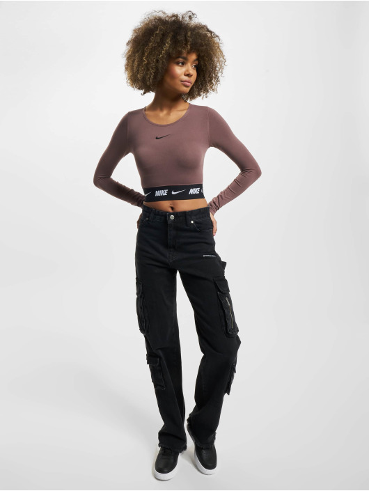 Nike Longsleeves Nsw Crop hnědý