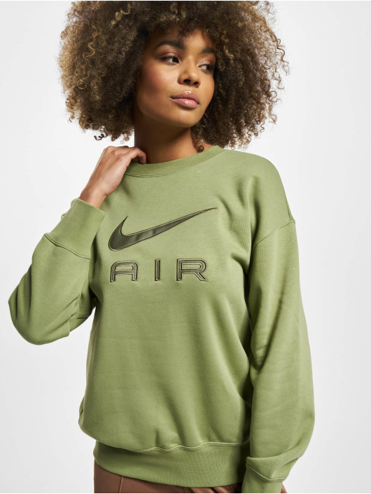 Nike Svetry W Nsw Air Fleece Crew zelený