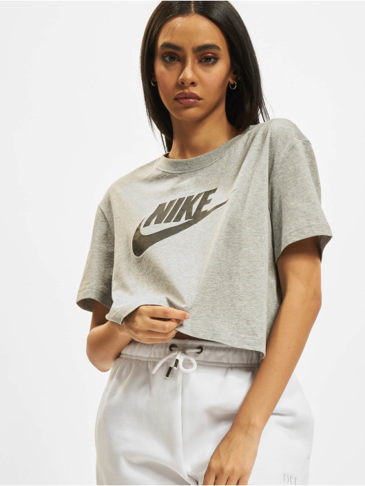 Nike t-shirt Essentials Crp Icn Ftr grijs