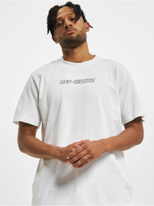 Off-White T-Shirty Logo Print Cotton bialy