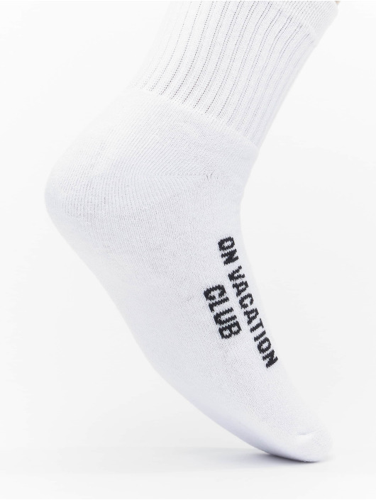 On Vacation Socks Retro Palms Embroidery white