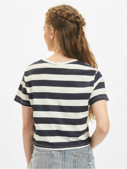 Only Camiseta Cropped Knot Stripe azul