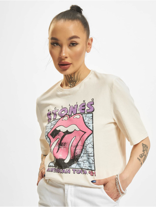 Only Camiseta Rolling Stones Boxy beis