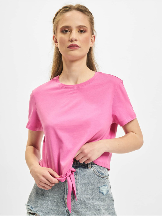 Only Camiseta May Cropped Knot fucsia