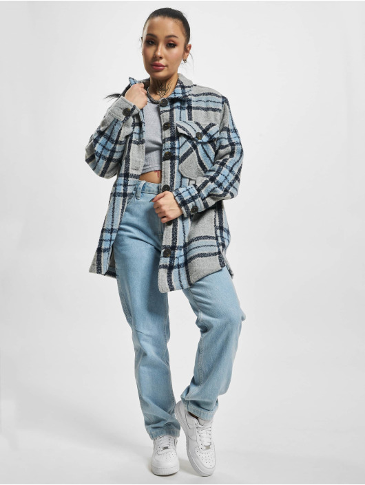 Only Coats Allison Check Shacket grey