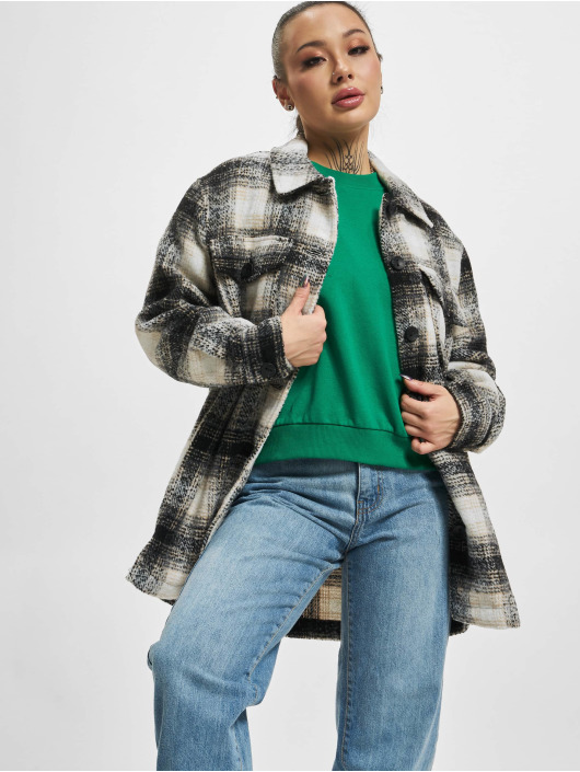 Only Frakker Allison Check Shacket beige