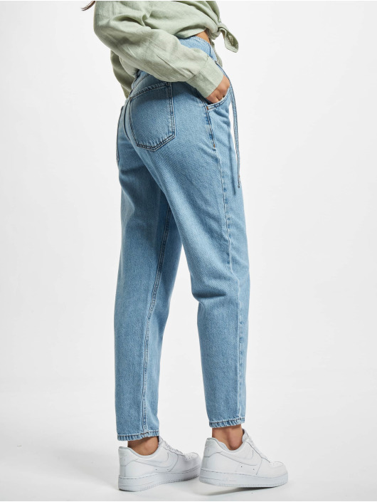 Only Jean taille haute Life Carrot Pleat bleu