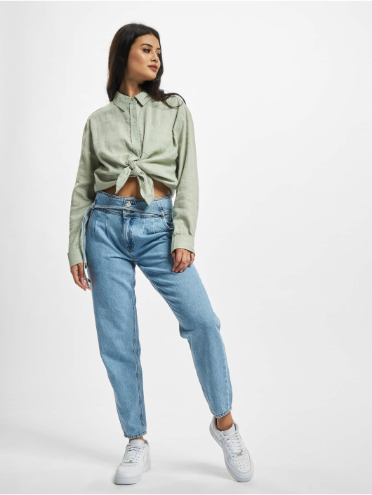 Only Jean taille haute Life Carrot Pleat bleu