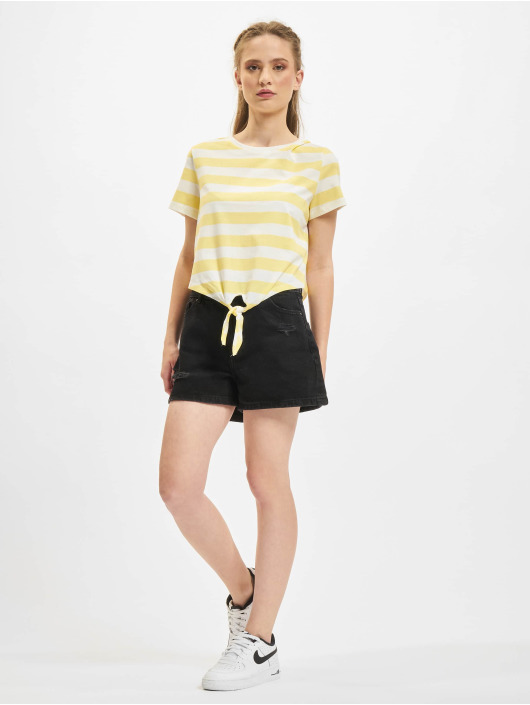 Only T-paidat May Cropped Knot Stripe keltainen