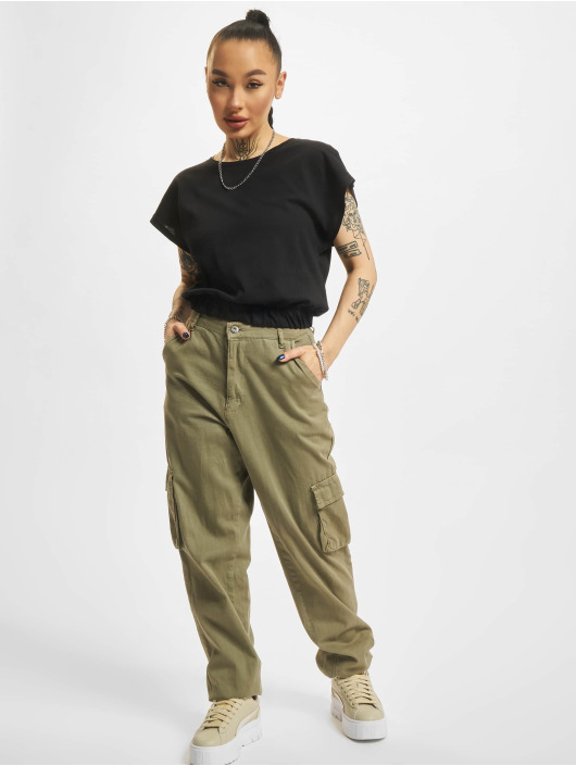 Only T-paidat Plain Cropped musta