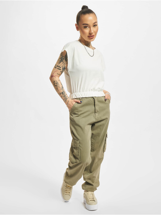 Only T-shirt Plain Cropped bianco