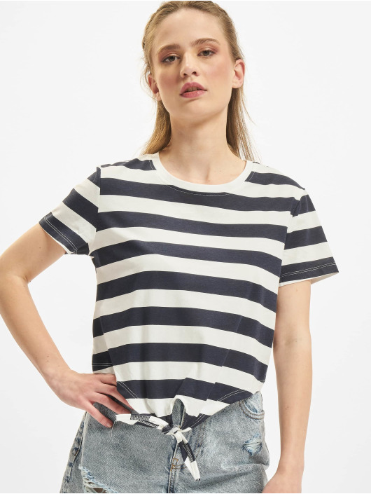 Only T-shirt Cropped Knot Stripe blu