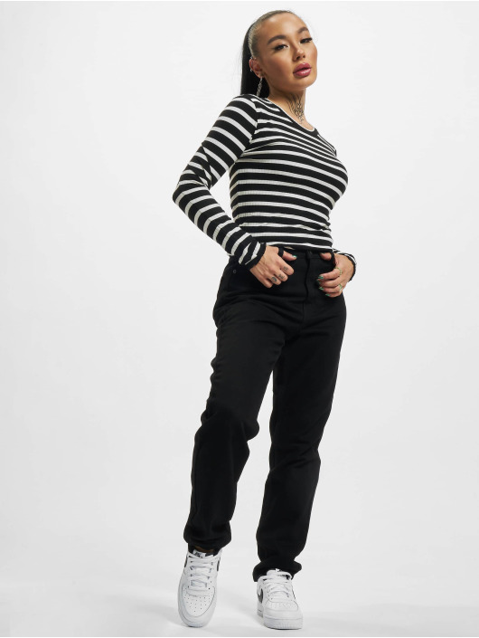 Only T-Shirt manches longues Emma L/S O-Neck Stripe noir