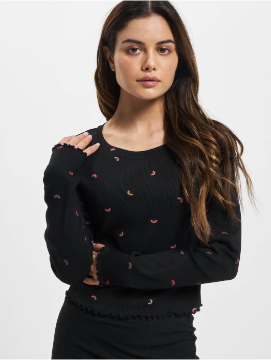 Only T-Shirt manches longues Fenja Cropped noir